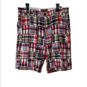 Men’s Patchwork Madras F/F Shorts by Blue Size 34